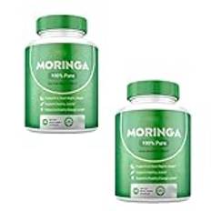 Moringa Pulverkapslar, 100% Ekologisk Moringa, StöDjer Energi, Hudtarm, FöR SöMn Och LedstöD - 60 Vegetariska Kapslar,2PCS