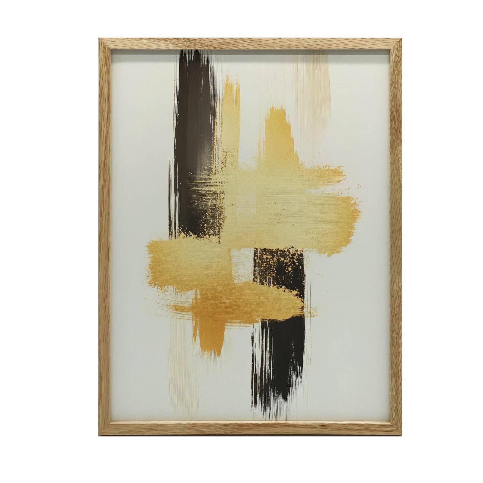Kontrast Guld och Svart Kontrast Guld och Svart, 30X40 Cm, Ram Trä Ljus Ek, Matt Papper 230 Gsm 36