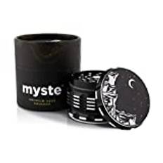 MYSTE Herb Grinder 63 mm, Örtkvarn hög med förbättrade skarpaste tänder, magnetiskt lock, premium kryddkvarn, 4 delar med skrapa