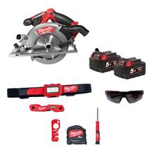 Milwaukee M18 CCS55-0 Fuel Rundsav + 2 x M18 5,0 batterier + tilbehørspakke