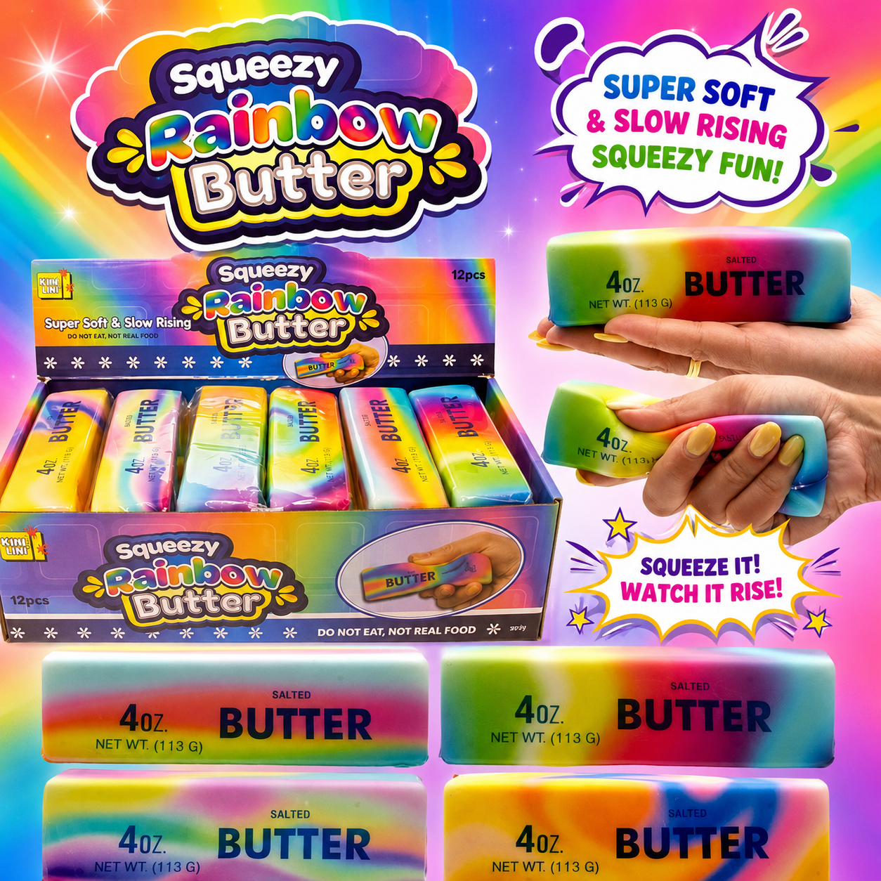 Squishy rainbow butter 14 cm.