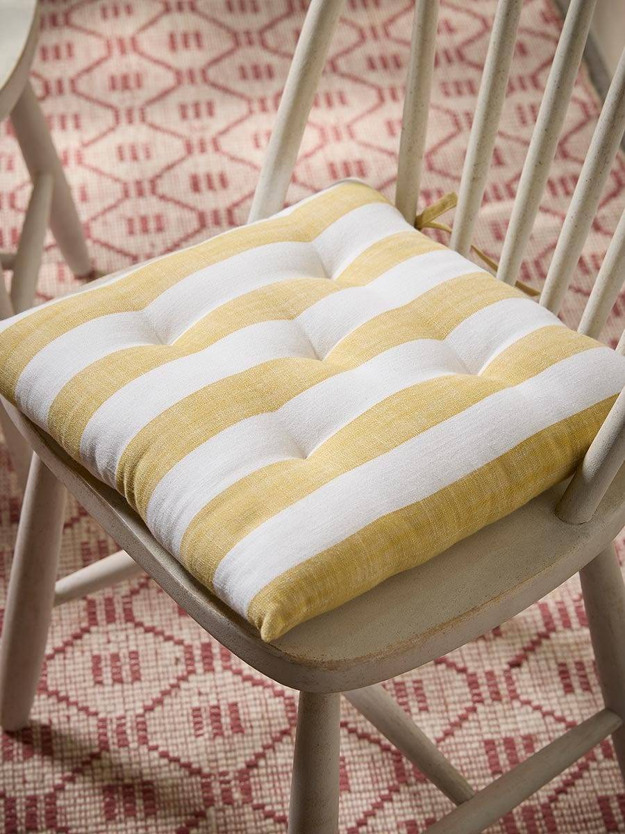 Cotton Seat Pad - Ochre Stripe