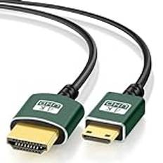 Thsucords Thin Mini HDMI till HDMI Kabel 5M, Ultratunn och Flexibel HDMI Mini Kabel Stöder 3D/4K@60Hz/18Gbps/2160P/1080P