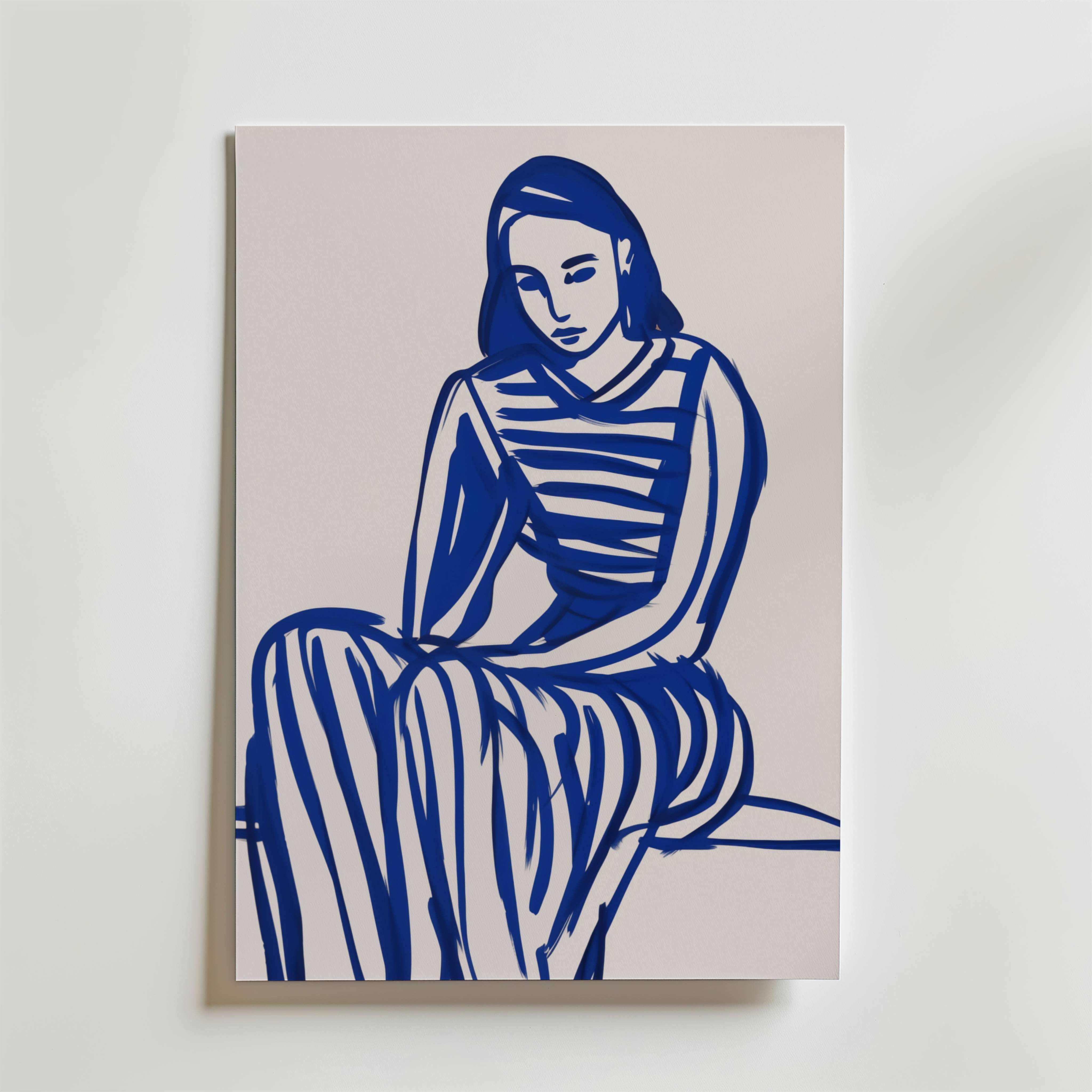 Blue Stripes Poster - Fine Art Poster 100x140 cm