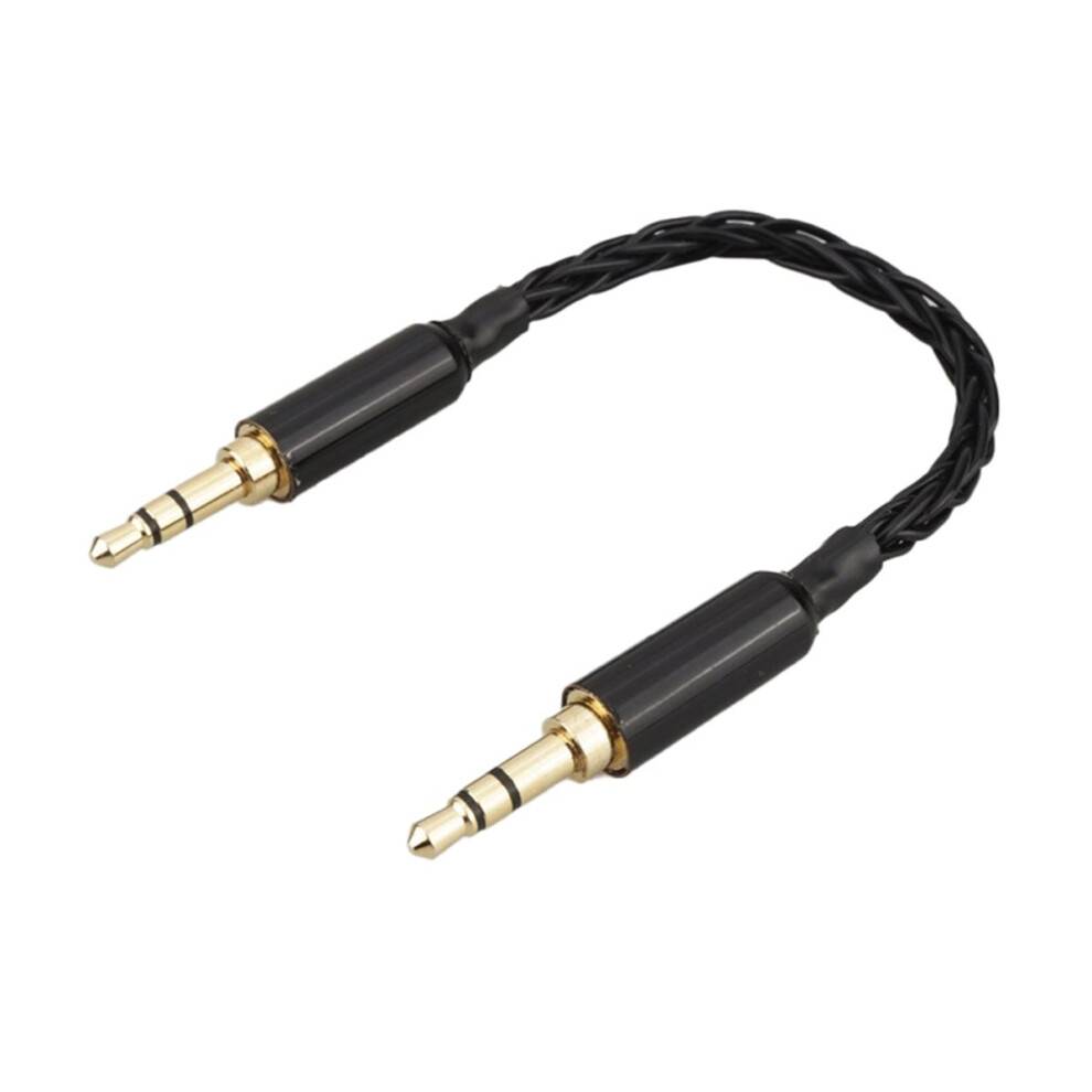 Sort sølvbelagt 3,5 mm han til 3,5 mm han stereo lyd hifi lydkabel bil aux ledning jump kabel 1 m