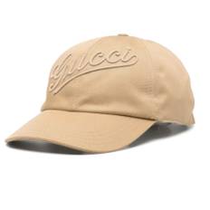 Gucci, Tilbehør, unisex, Brun, L, Bomuld, Broderet Bomuld Baseball Cap Lys Brun