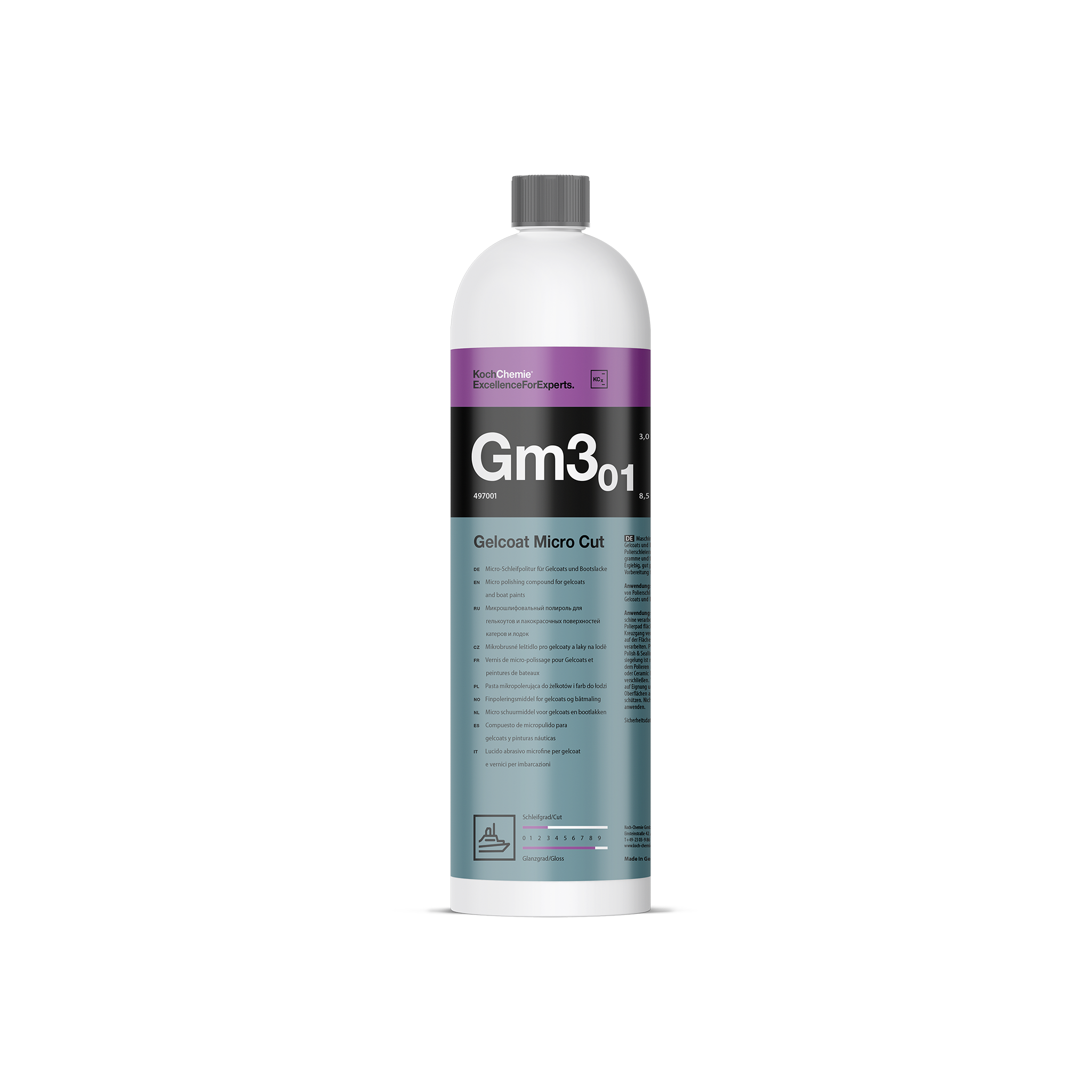 Gelcoat Micro Cut "Gm3.01" Micro-Abrasive Polish for Gelcoat and Boat Paint (Marine Line) - 3x 1000 mL