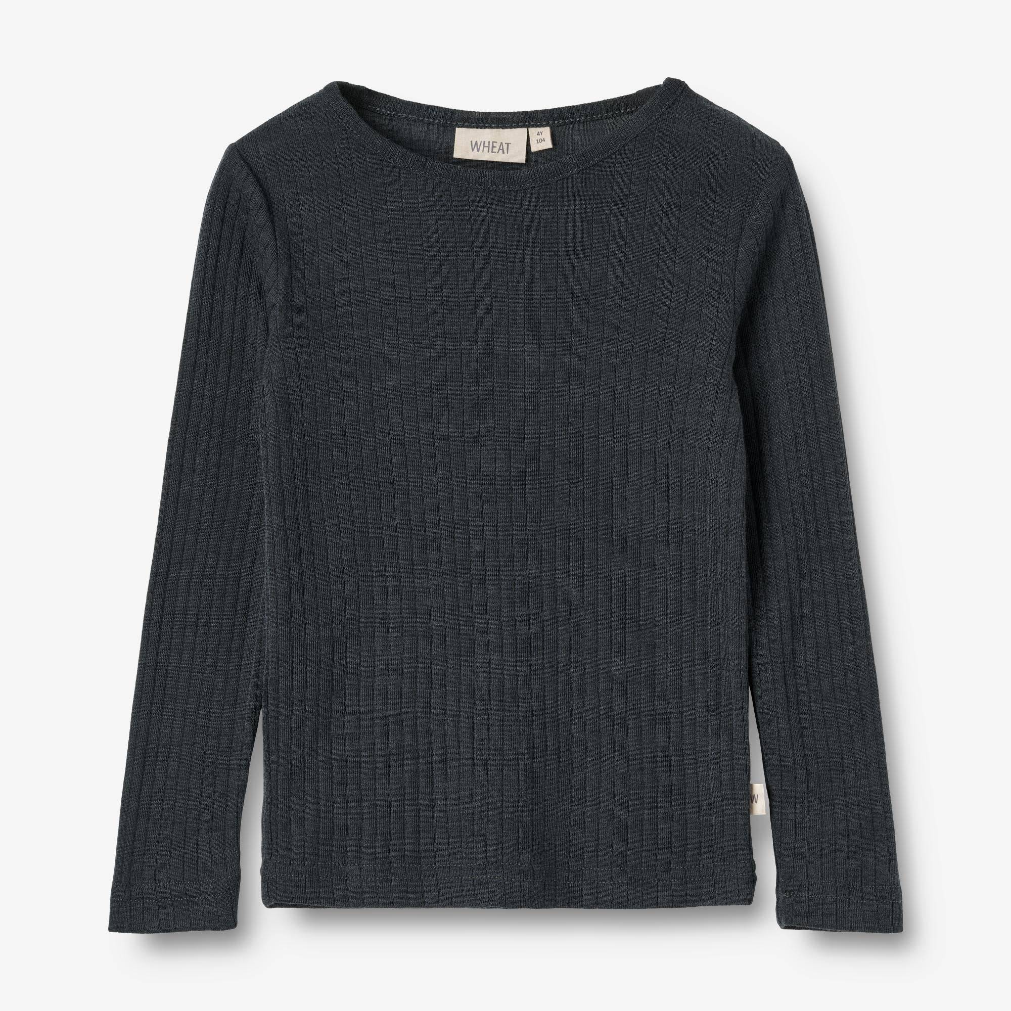 WHEAT® - Langærmet Uld T-shirt Alfie - navy - Str 152.