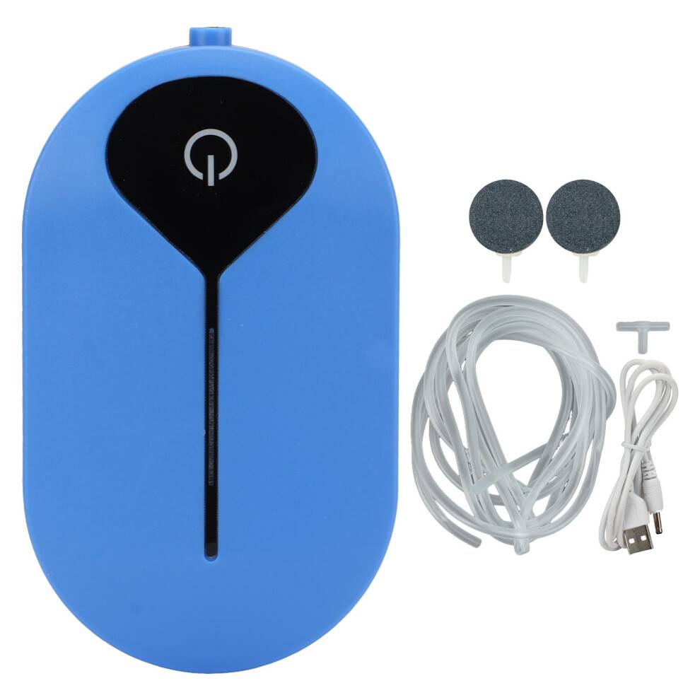 Bærbar akvariepumpe med USB-grænseflade, opladning, stille og støjsvag drift, genopladelig luftpumpe med energibesparelse og overophedning.