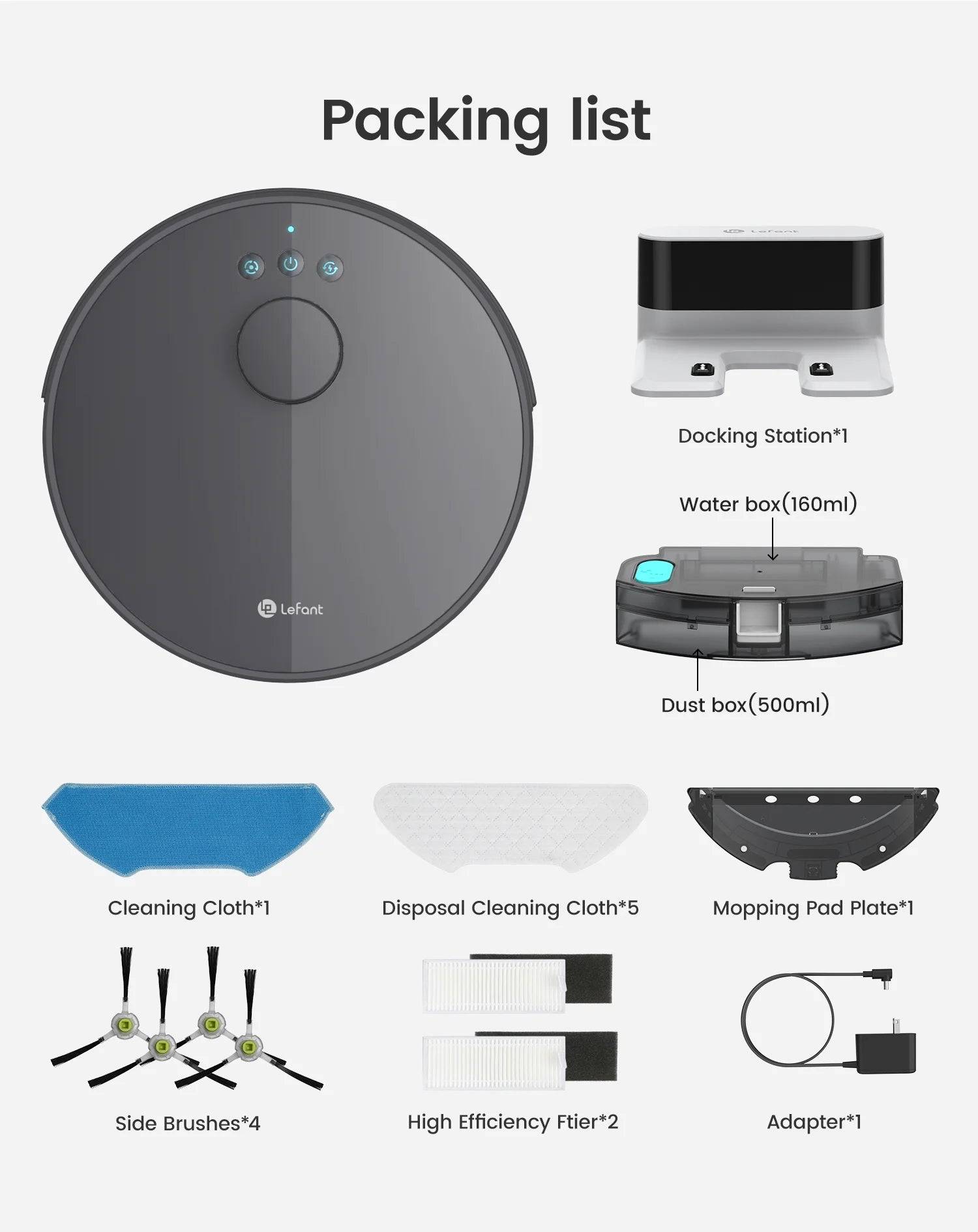 LEFANT M1 Robot Vacuum Cleaner with Multi-Floor Mapping, 4000Pa, 4000 mAh Battery, LDS Navigation,APP/Alexa,smart Home appliance - M1-EU-Gray / GERMANY