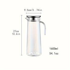 TEMU 1pc Large Capacity Ice Bucket Beverage Pitcher, Polycarbonate Water Jug For Cold Drinks, Beer, With Filter Lid And Spout, Durable And Transparent