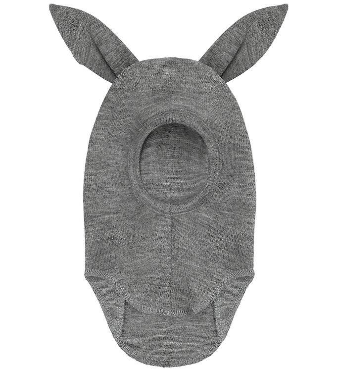 Huttelihut Balaklava - Ull - Enkel - Medium+ Grey Melange m. Öra - Huttelihut - 0-3 mån - Balaklava - Singel