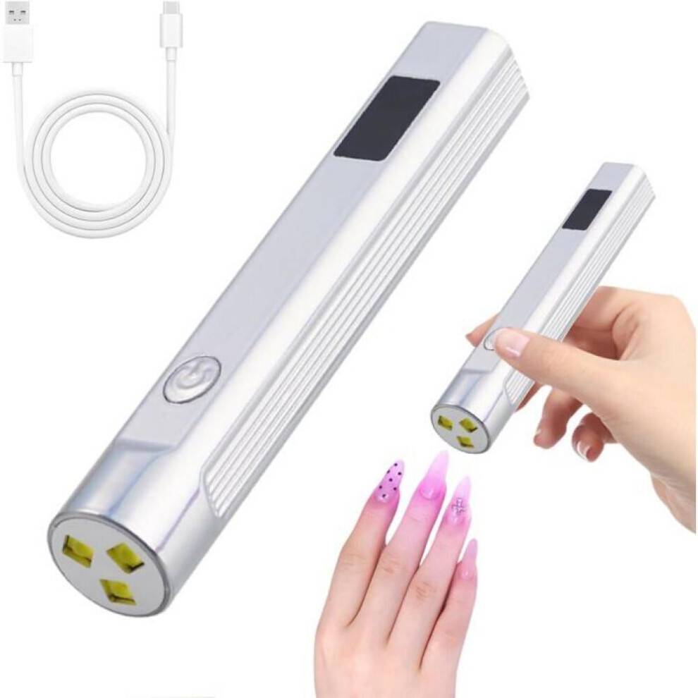 Gel neglelampe, mini neglelampe til negle 9W, bærbar LED neglelampe, sølvfarvet