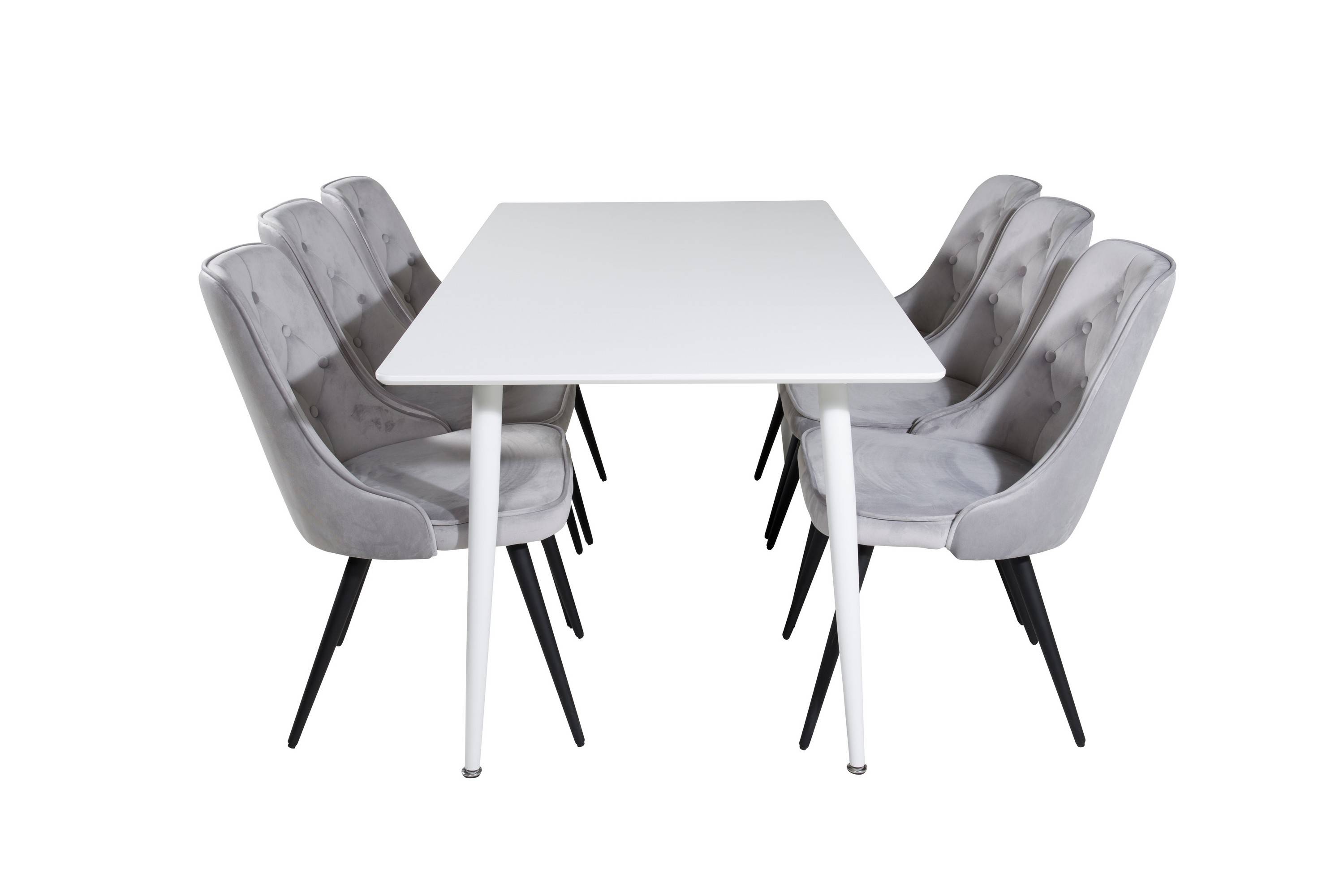 Polar Matgrupp 180 cm Rektangulär med 6 Velvet Deluxe stolar - Svart Svart,Grå,Vit Venture Home