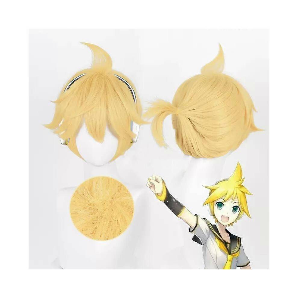 Paryk Syntetisk Hår Anime Kagamine Rin/len Cosplay Paryk 30cm Kort Guld Gul Parykker Moderigtig Varmebestandig Cosplay Paryk_M