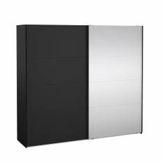 Smart 220x245 cm garderobeskab 1 skydelåge + 1 skydelåge m spejl i mat sort
