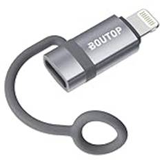 BOUTOP 2023 [Apple MFi-certifierad] 36 W USB C till Lightning-adapter för snabb laddning, kompatibel med iPhone, iPad, iPod – [1 st, ljusgrå)