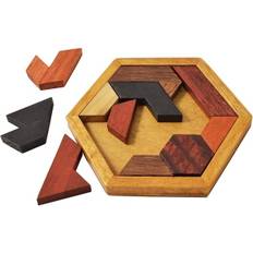 REMAKE Hexagon Tangram Puslespil i Træ til Børn og Voksne Udfordrende Puslespil Træ Hjernepuslespil til Voksne Puslespil