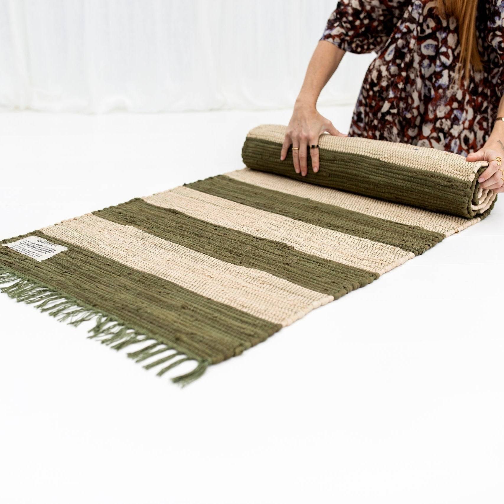 Chindi Rug, Army & Beige - Bongusta - 45x60