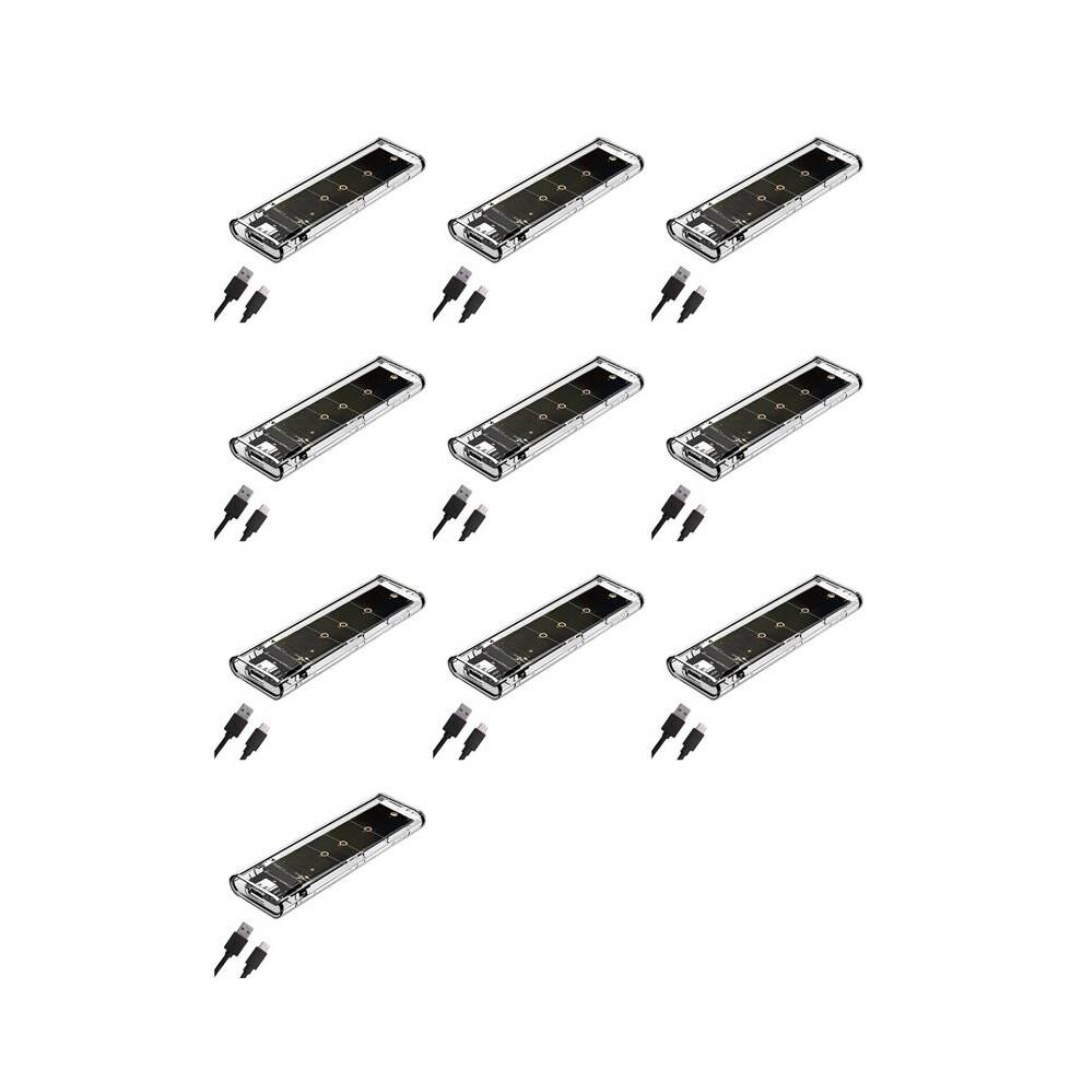 10X M.2 NGFF SSD Case Clear USB Type C 10Gbps PCI-E M2 SSD Transparent Enclosure Hard Disk Box