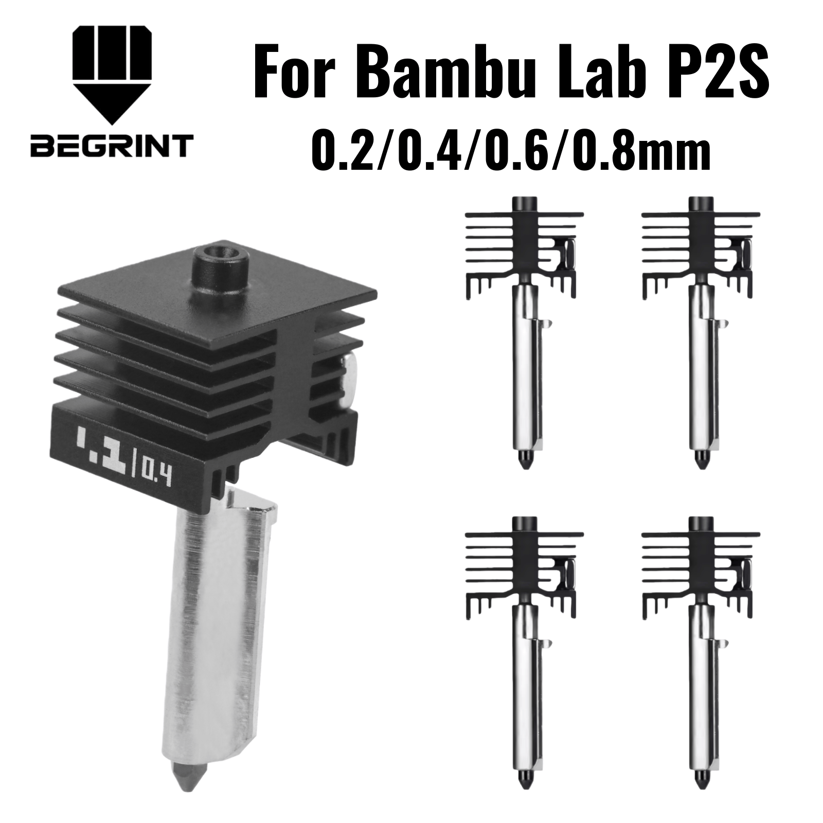 Upgraded Hotend Kit For Bambu Lab P2S 0.2/0.4/0.6/0.8mm Hardened Steel Nozzle Replace Hot End Bambulab P2S 3D Printer Print Head