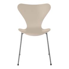 Fritz Hansen - Sjuan 3107 stol bokfanér stålstativ silver grå light beige - Matstolar - Arne Jacobsen - Beige - Metall/Trä