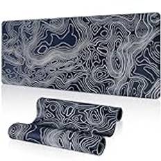 Vicloon Stor musmatta, 800 x 300 mm spelmusmatta med sydda kanter, konstnärlig kurviga musmatta stor, halkfri gummibas, för kontorsdator, tangentbord och mus