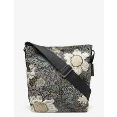 Small Shoulder Bag Black Flower Linen