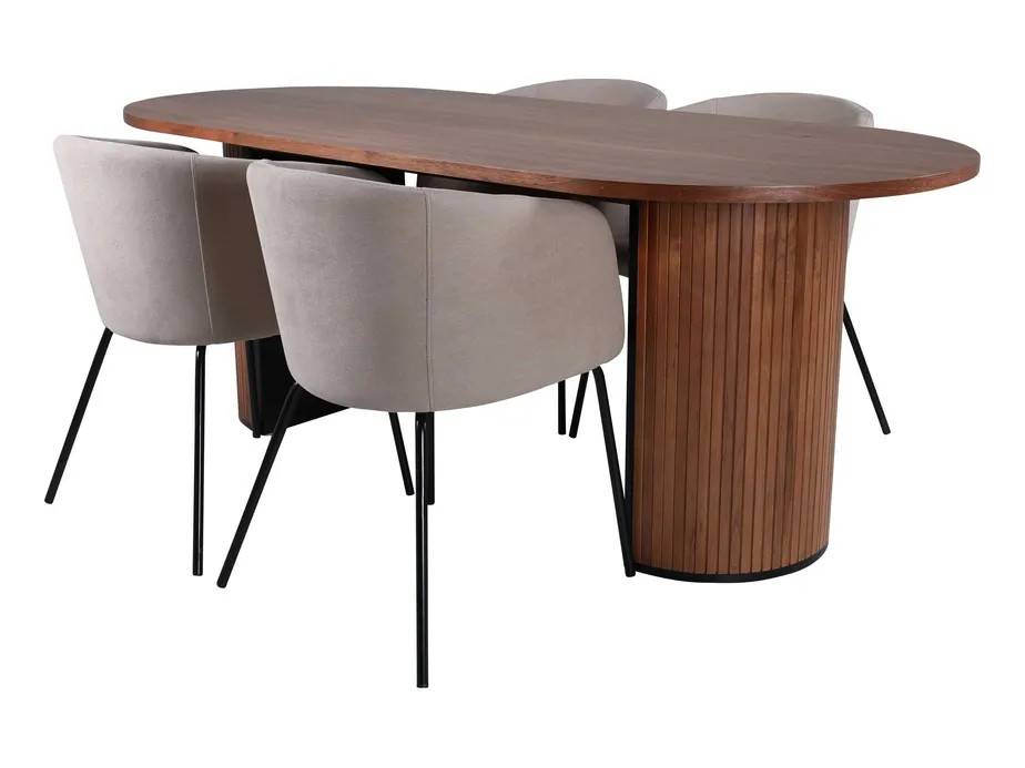 Venture Design Bianca & Berit matgrupp Beige/natur 4 stolar & bord 200 x 90 cm