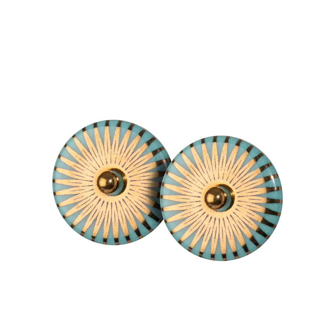 Scherning - Splash Ørestikker, Aquamarine/Gold