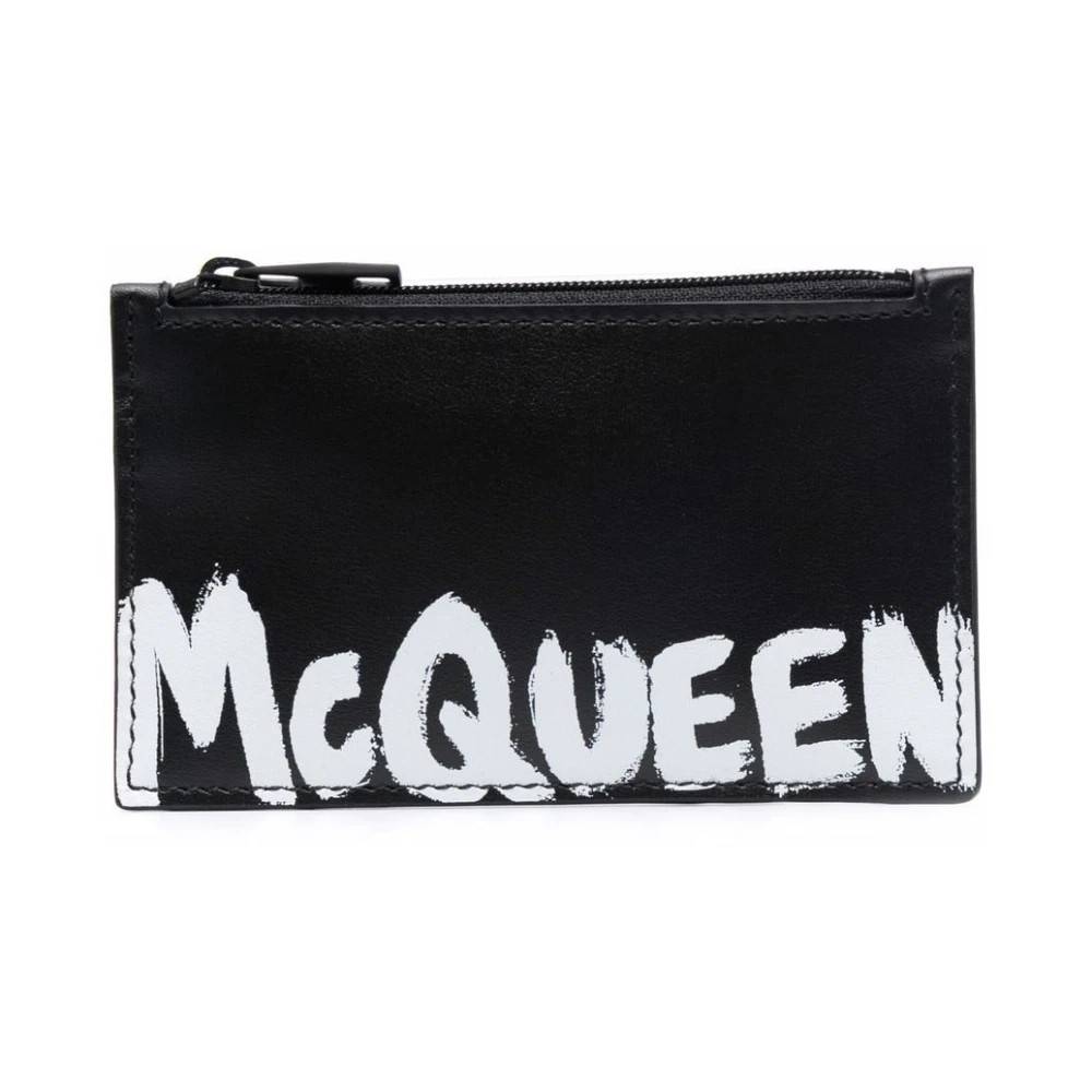 Alexander McQueen Sort Logo-Print Læder Pung - Accessories - Herre - Sort - ONE SIZE - Læder