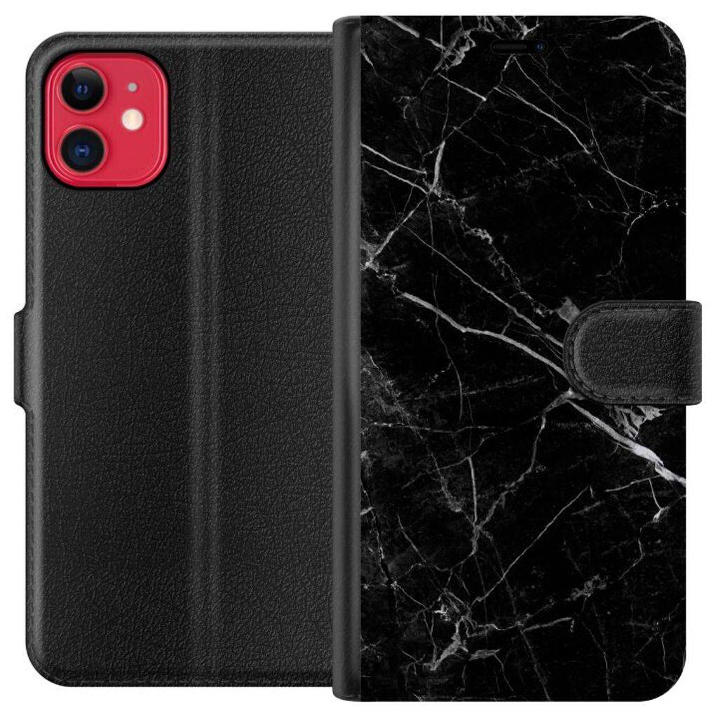 Apple iPhone 11 Svart Plånboksfodral Svart marmor