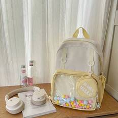 Cream Yellow Cute School Style 2 Pieces Backpack Set, Casual Versatile Rainbow Ball Student Ultralight Daypack For School, Campus, Traveling, Suitable - Multicolor