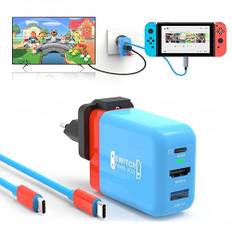 Switch Docking Station, für Nintendo Switch OLED/Steam Deck, Mini GaN Netzteil mit 3-Port (USB C+USB A+4K/HD), tragbare Docking Station Kompatibel mit Switch/Steam Deck/Rog Alley/Mobile