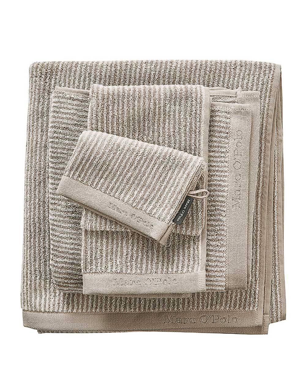 Eksklusiv Håndklæde fra MARC O´POLO - TIMELESS TONE STRIPE BEIGE/ECRU