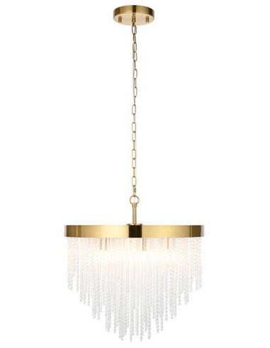 ANISTORIA Lysekrone i stål og glas Ø50 cm 5 x E14 - Børstet messing/Klar tekstur