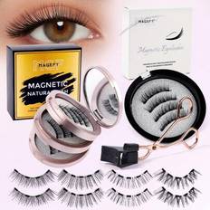 4 par CC Curl magnetisk eyeliner och magnetiska ögonfransar med magnetiska klämmor, blandad stil, limfri, naturligt snygga återanvändbara lösögonfrans