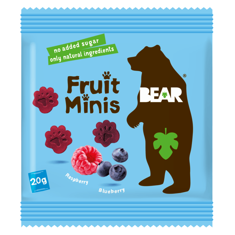 BEAR Fruktbitar Frukt Hallon & Blåbär 20 g - Multi