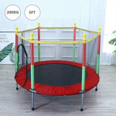 TEMU 5ft Trampoline With Safety Net Cover And Accessories Hopper For Indoor And Outdoor Use Red