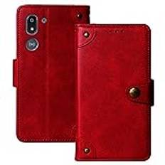Anybird röd premium retro flip läderskyddsfodral TPU-silikon för Doro 8050 14,5 cm magnetisk kortplats plånbok skyddande stötfångare