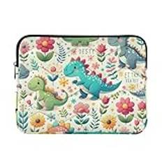 Quiltad laptop ärm dinosaurie blommig rolig stötsäker skyddande anteckningsbok fodral laptopväskor 15,6 tum