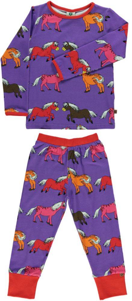 Nattøj med heste print - Purple / 3-4