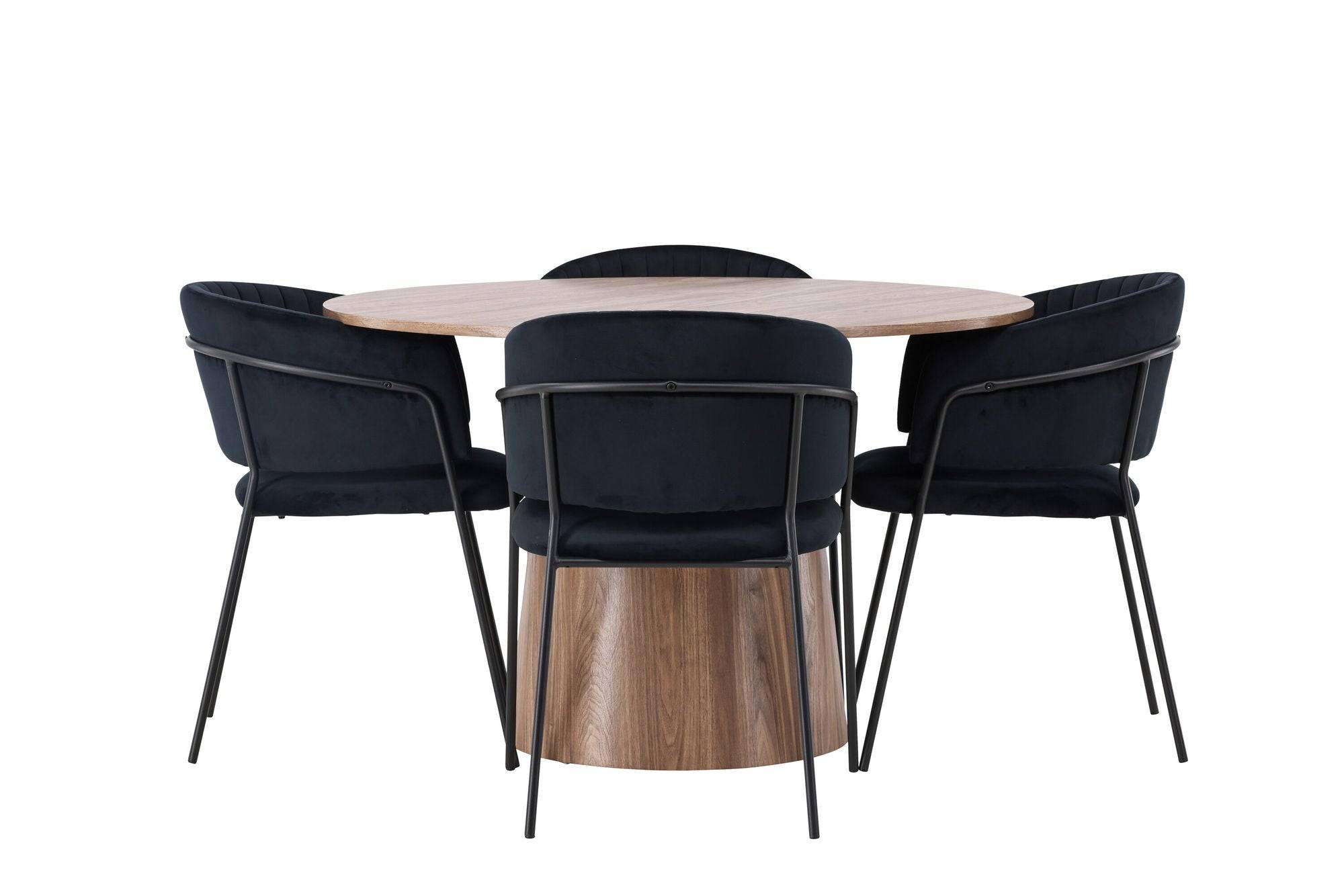 Venture Home Lanzo spisebord 120 - Natural / Natural MDF +Selma Spisebordsstol - Black / Black Velvet _4