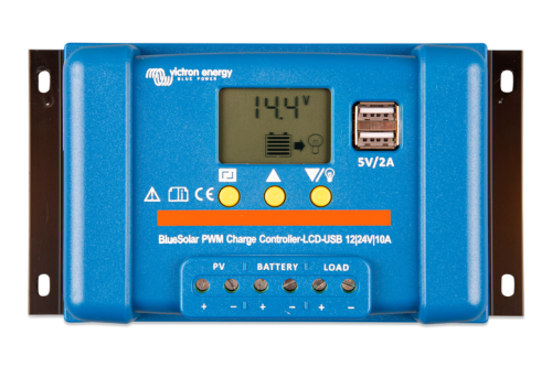 Solcellsregulator Victron BlueSolar PWM-LCD&USB 12/24V-10A