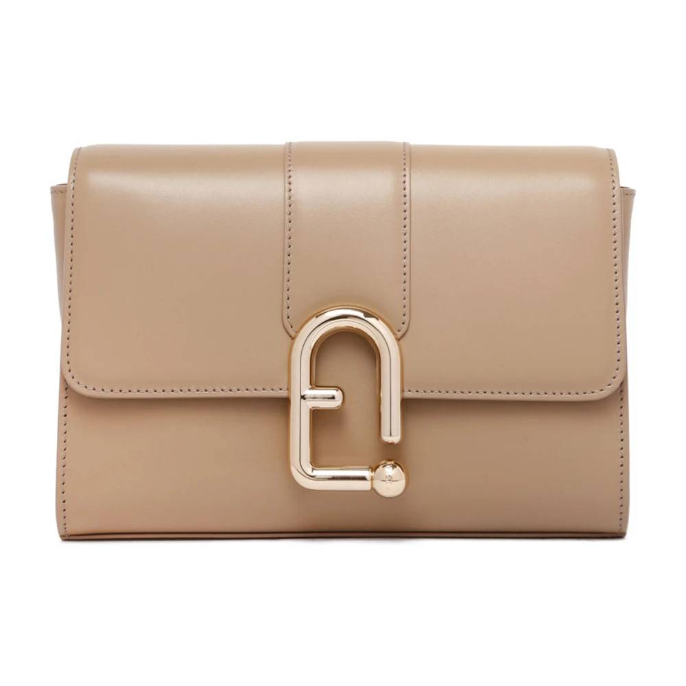 Furla, Tasker , Dame, Beige, ONE SIZE, Uld, Urban lædertaske med guldspænde
