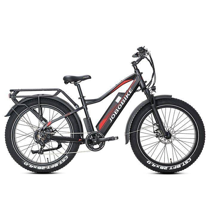 Vélo Électrique - Jobobike Robin - Fatbike 26'' - 13Ah Battery - Bafang 48V 250W - Max Range 65KM- Shimano 7 speed - Noir