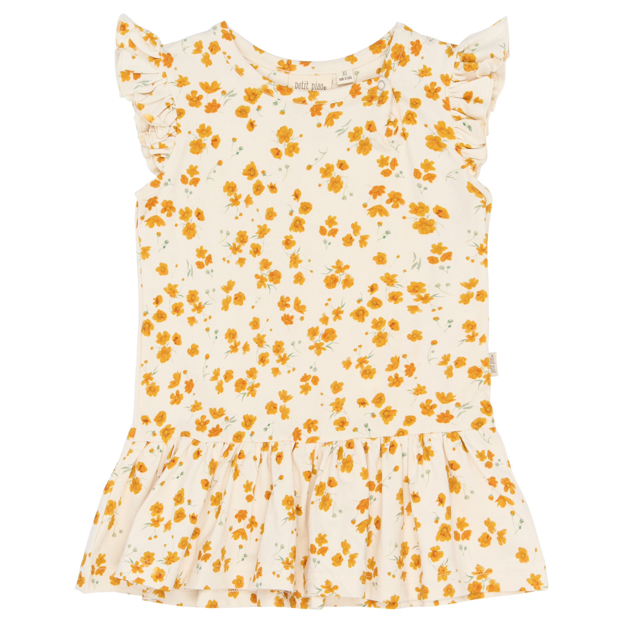 Petit Piao - Sun SL Dress, PP0192 - Eggnog Buttercup AOP - 80