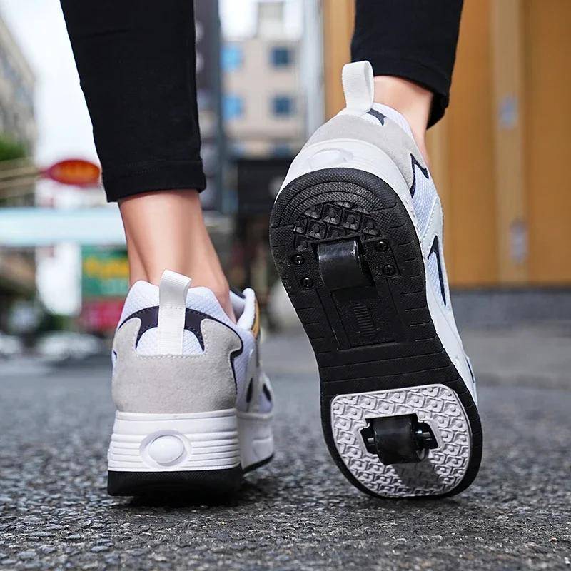Herrars Inline 2-hjuliga Rullskridskor Trendiga Pojkars Infällbara Skridskor Barns Dubbeländamål Åkning Med Hjul Sneakers