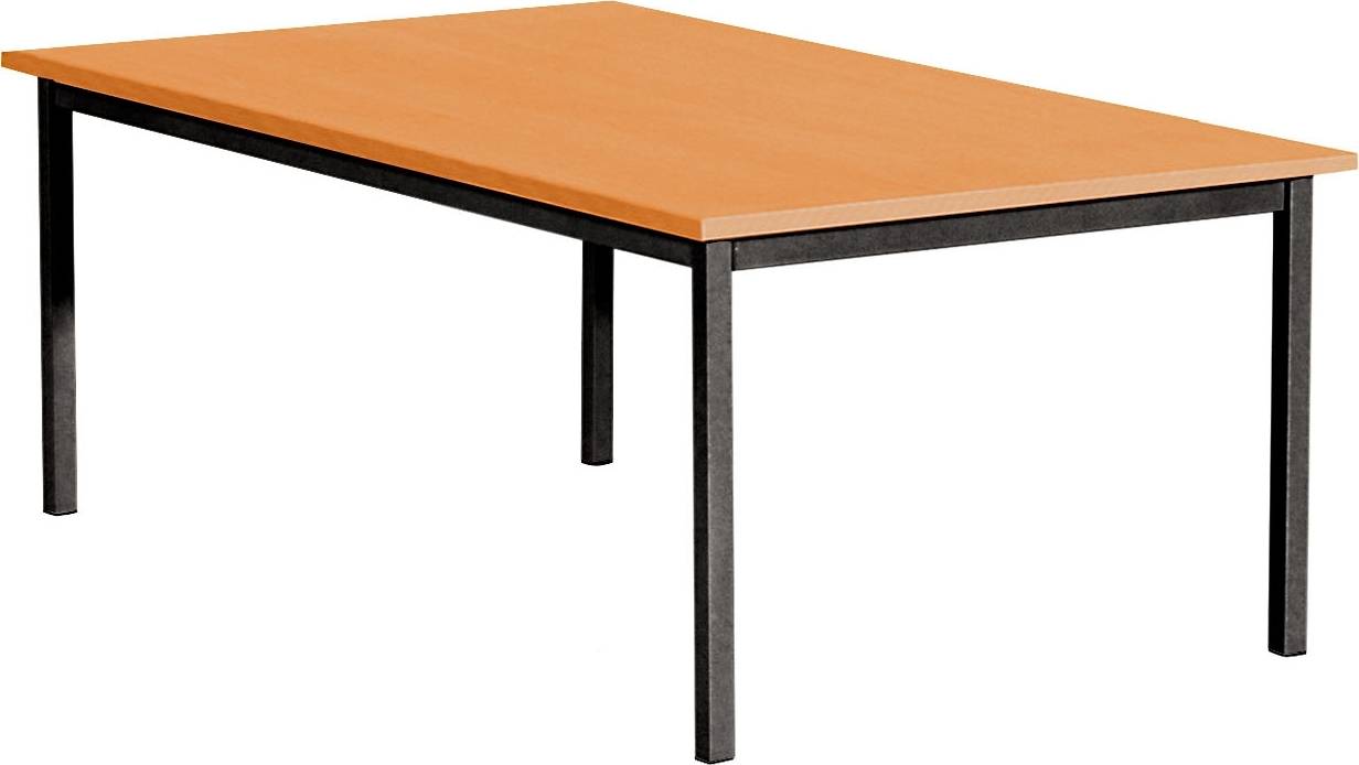 Kantinebord, 180x80 cm, bøg med sort stel