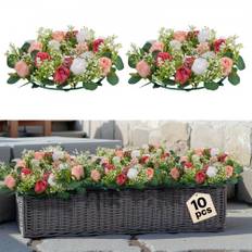 VEVOR Kunstig Rosenkrans, 340 mm Diameter Kunstig Blomsterkrans med Pink og Hvide Roser, Blomsterarrangement Midtpunkt til Valentinsdag, Mors Dag, Fest, Bryllup og Hjemmeborddekoration, 10 STK.